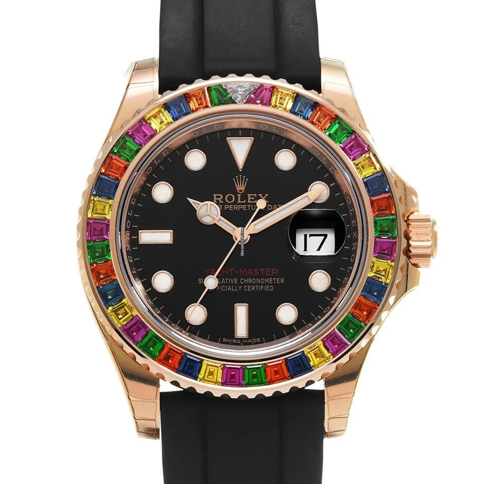 Rolex Yacht-Master 40 116695SATS Rose Gold Black Dial Rainbow Bezel - Image 7