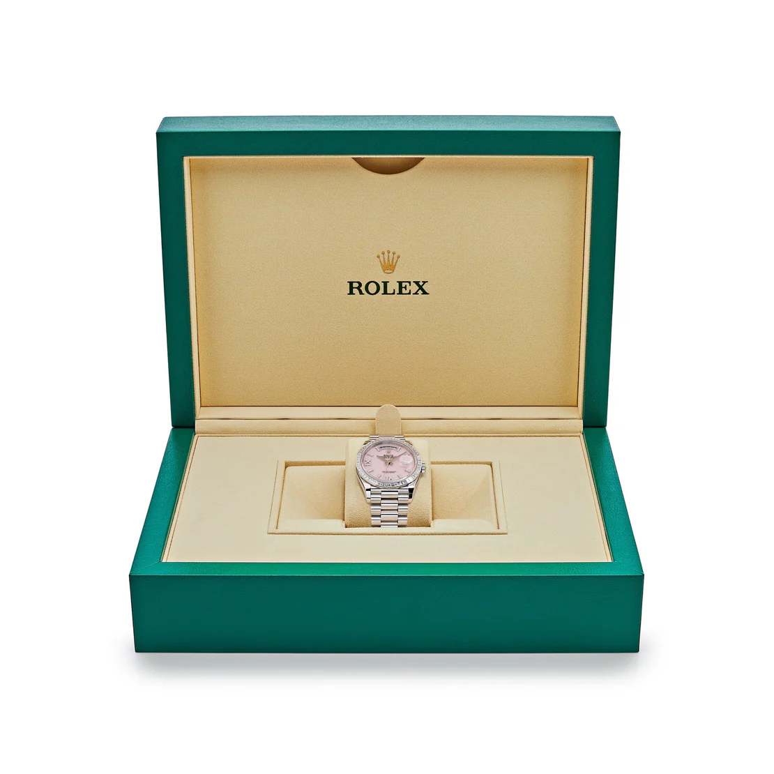 Rolex Day-Date 36 128396TBR Platinum Pink Opal Diamond Dial and Bezel - Image 8